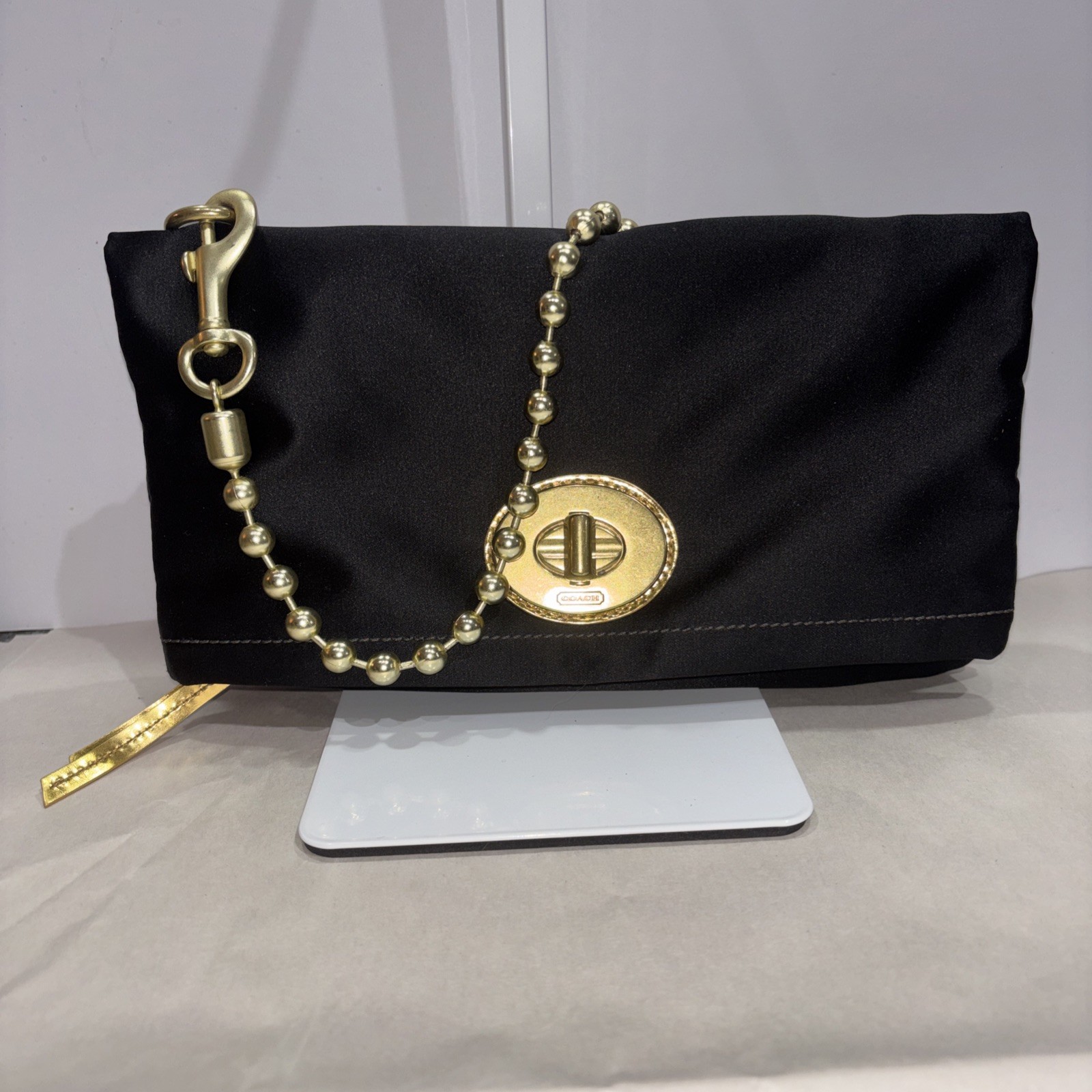 Coach Amanda Satin Fold-Over Flap Clutch Shoulder Bag Handbag Purse 12926. NWT