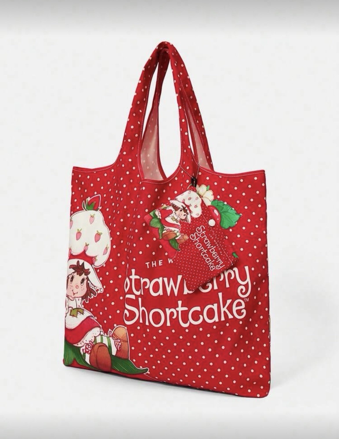 22” STRAWBERRY SHORTCAKE Handbag RED POLKA DOT Purse Tote Travel Bag KEYCHAIN