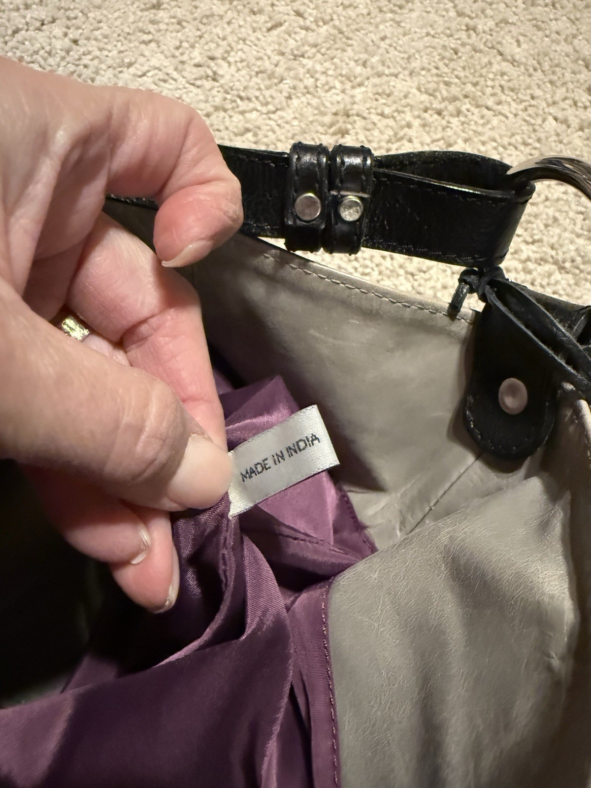 Tano Leather Bag Dove Gray Large Distressed