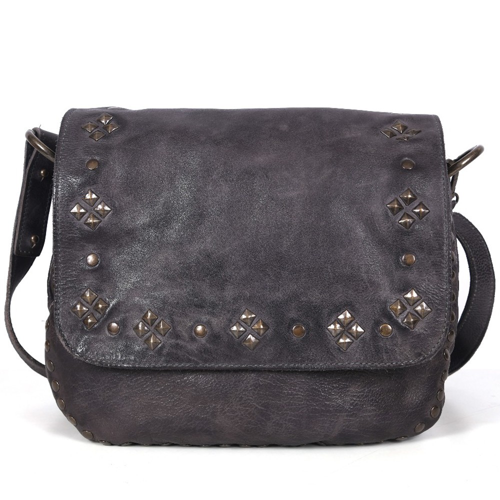 NM Never Mind Nmbgr105Gry Cross Body I Vintage Handmade Genuine Cowhide Leather