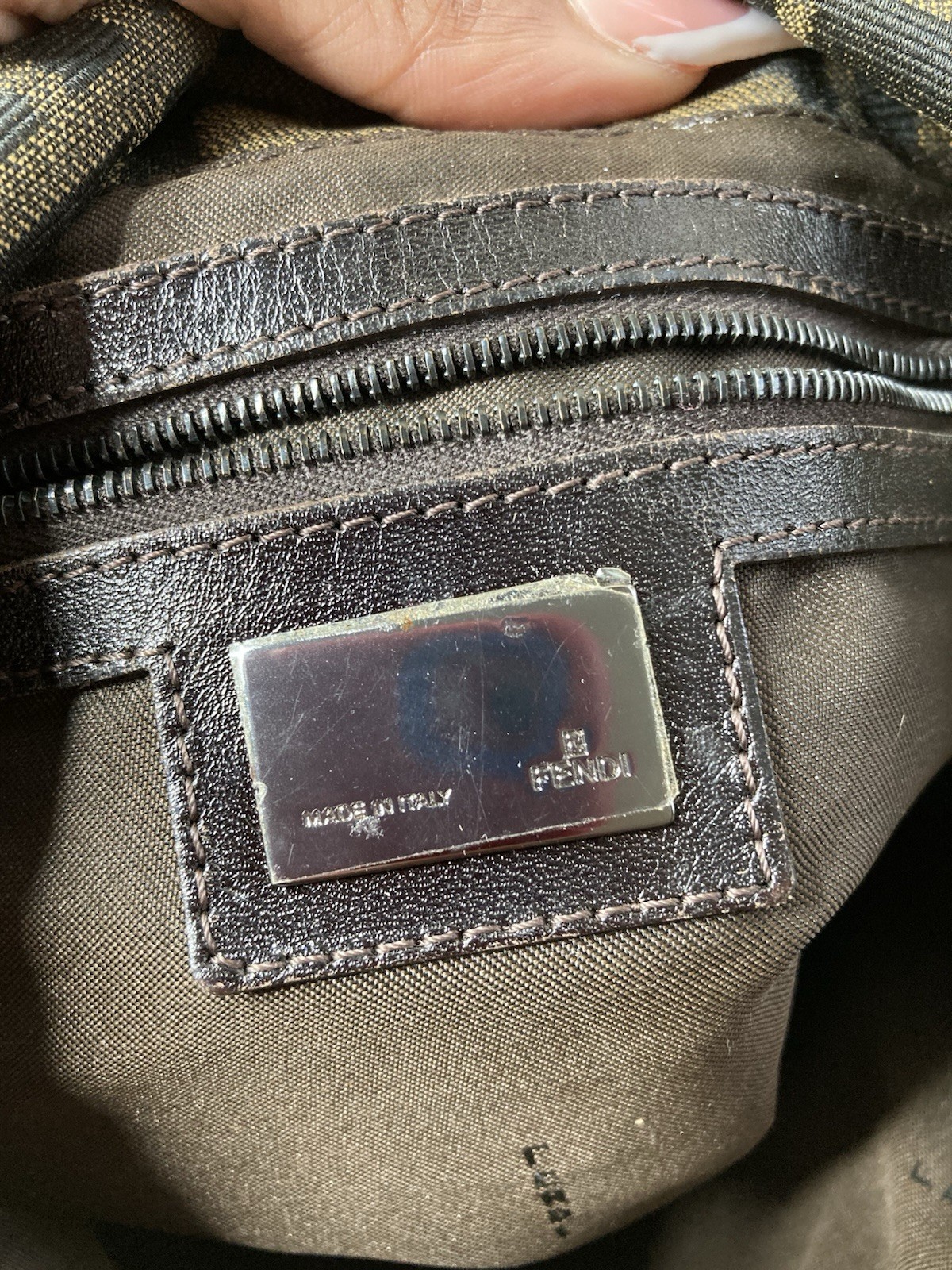 Fendi Zucca FF Monogram Shoulder Bag Brown/Black Detachable Strap Pockets