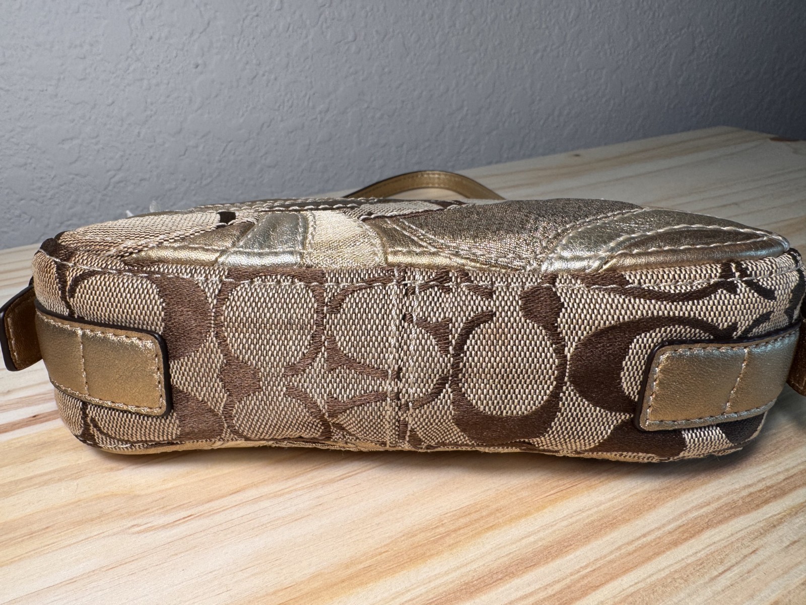 Y2K 2008 Coach Khaki and Gold Zoe Patchwork Mini Bag – 41885 – New With Tags