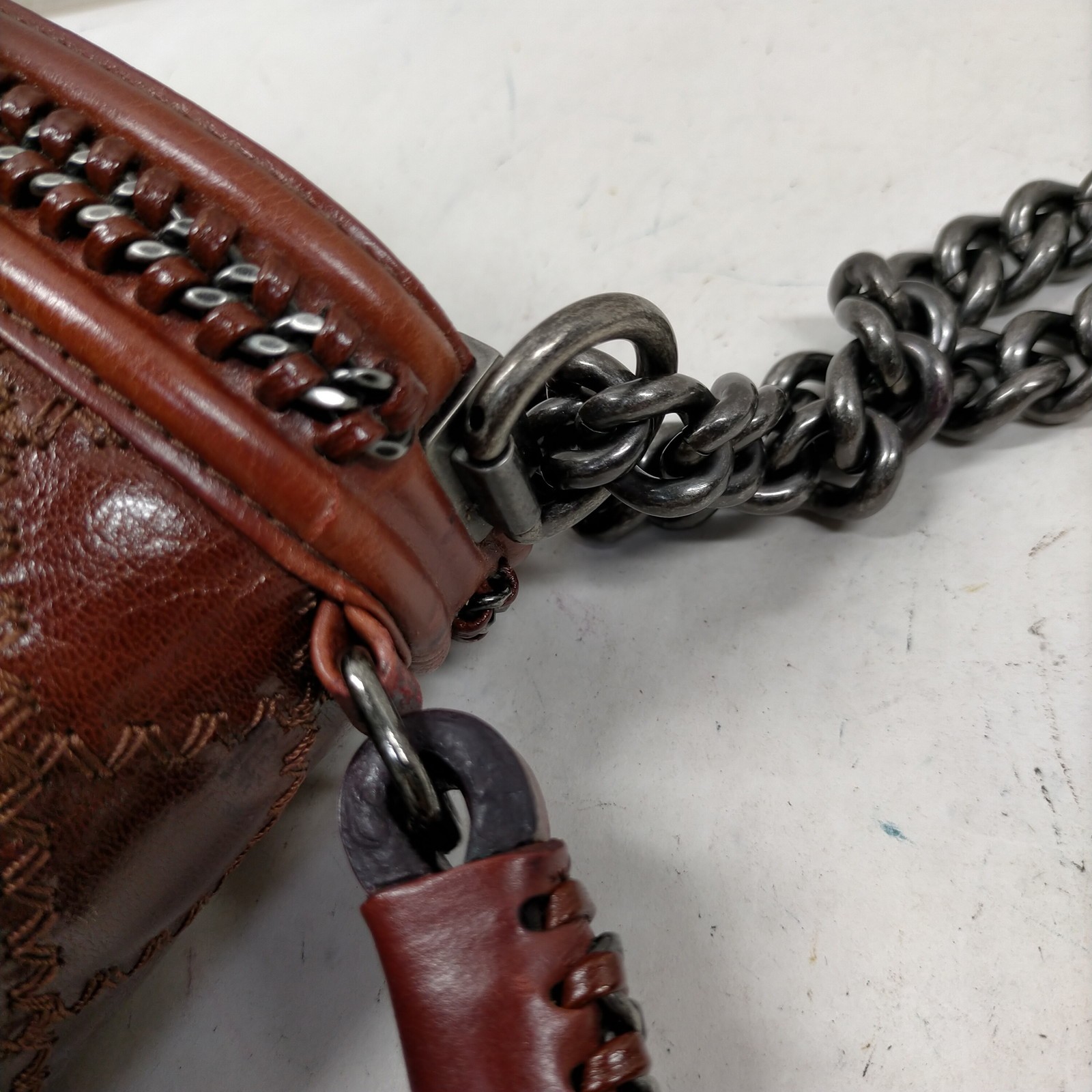 Chanel Shoulder Bag Boy Top handle Brown Leather 4488693