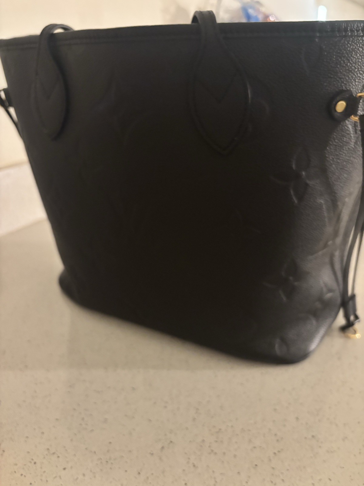 Louis Vuitton Neverfull Tote Bag MM Black Monogram Empreinte Leather