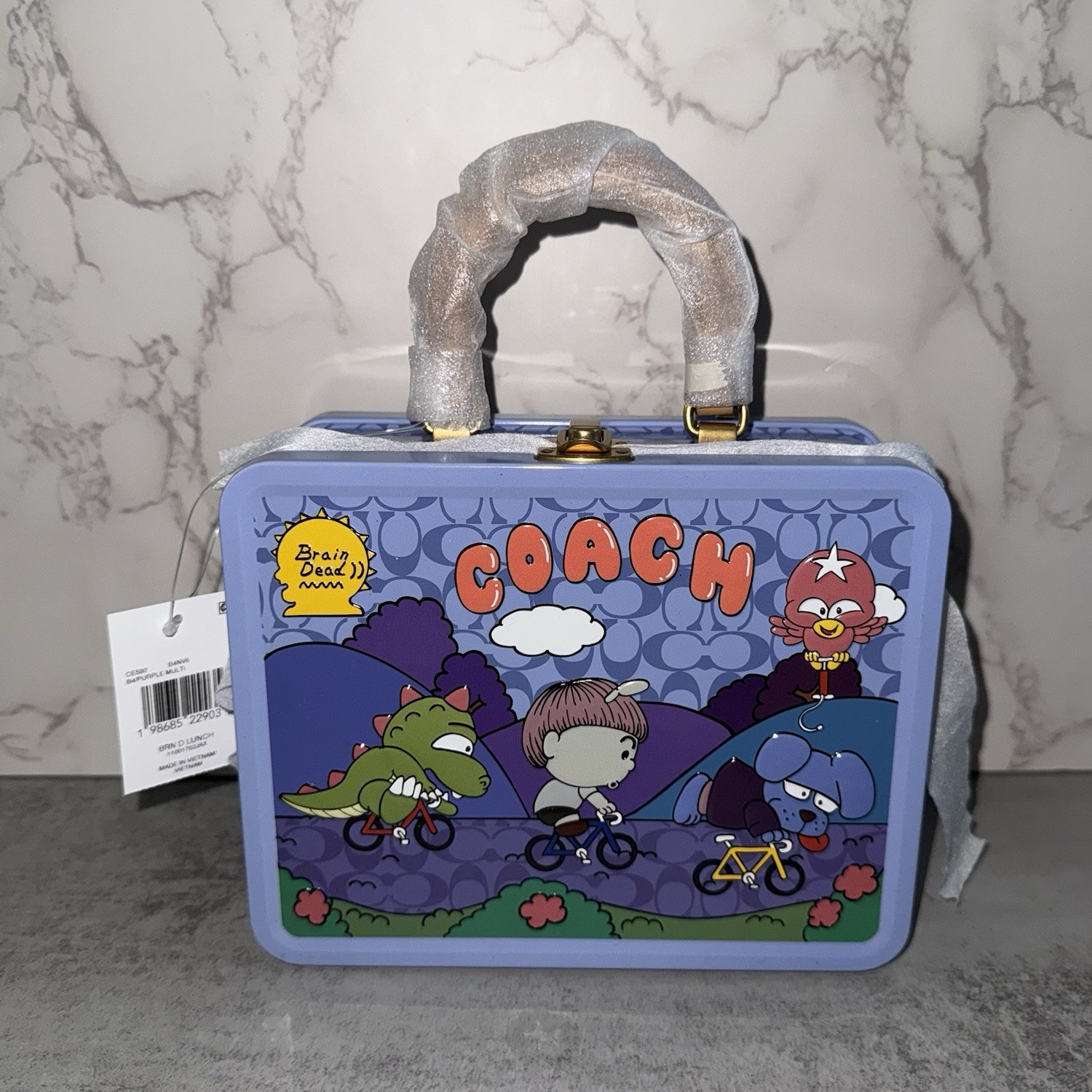 Coach x Brain Dead Lucid Dream Journey Logo Tin Lunchbox Satchel Blue