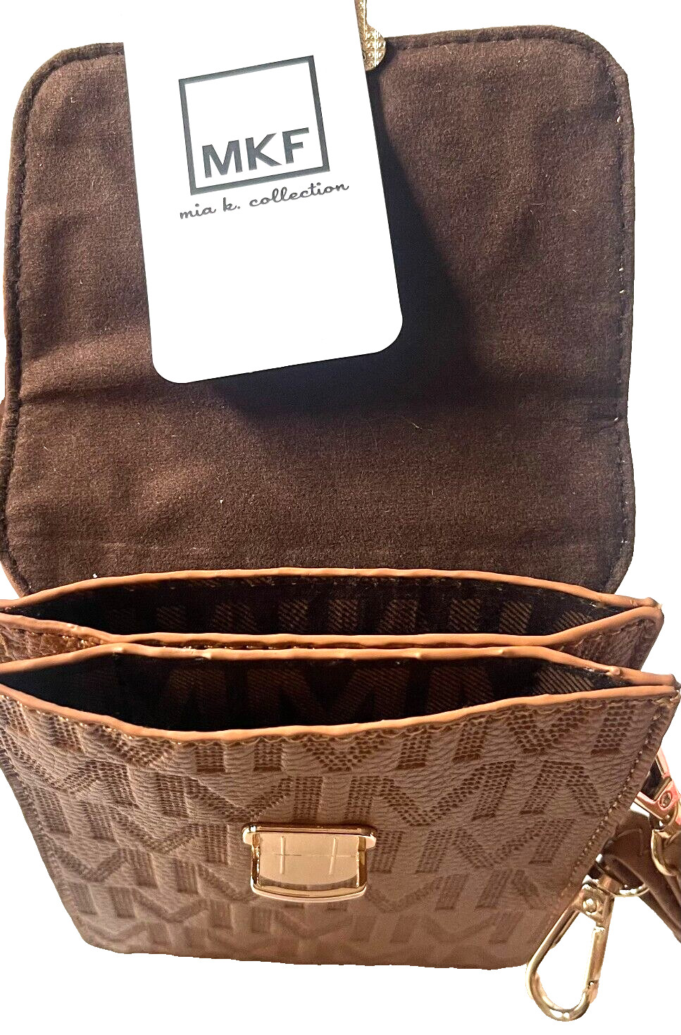 MFK Mia K. Collection Crossbody Cell Phone Purse with shoulder Strap ~ Brownish