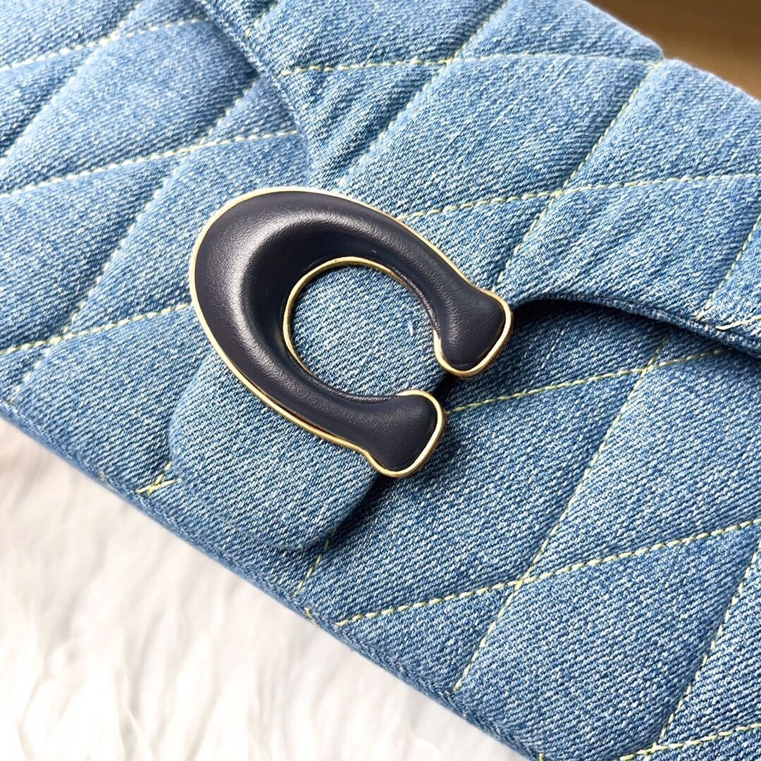 COACH Tabby 26 Quilted Denim Shoulder Bag Indigo Blue CR704 Crossbody Outlet NEW