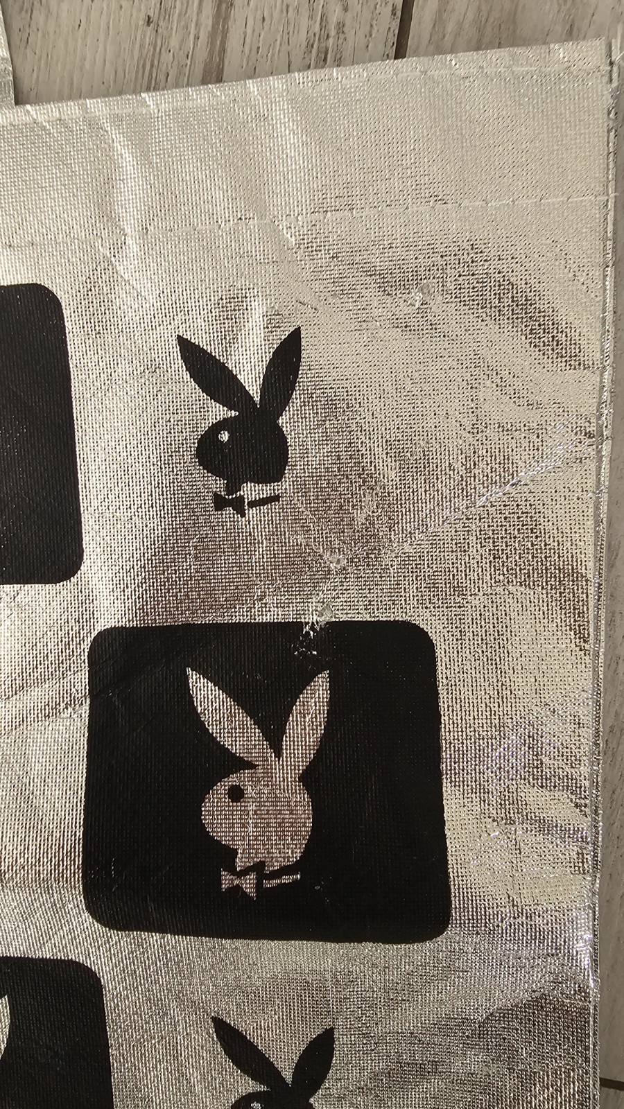New Playboy Tote Bag Metallic Silver with BLK&Silver Bunny Logos