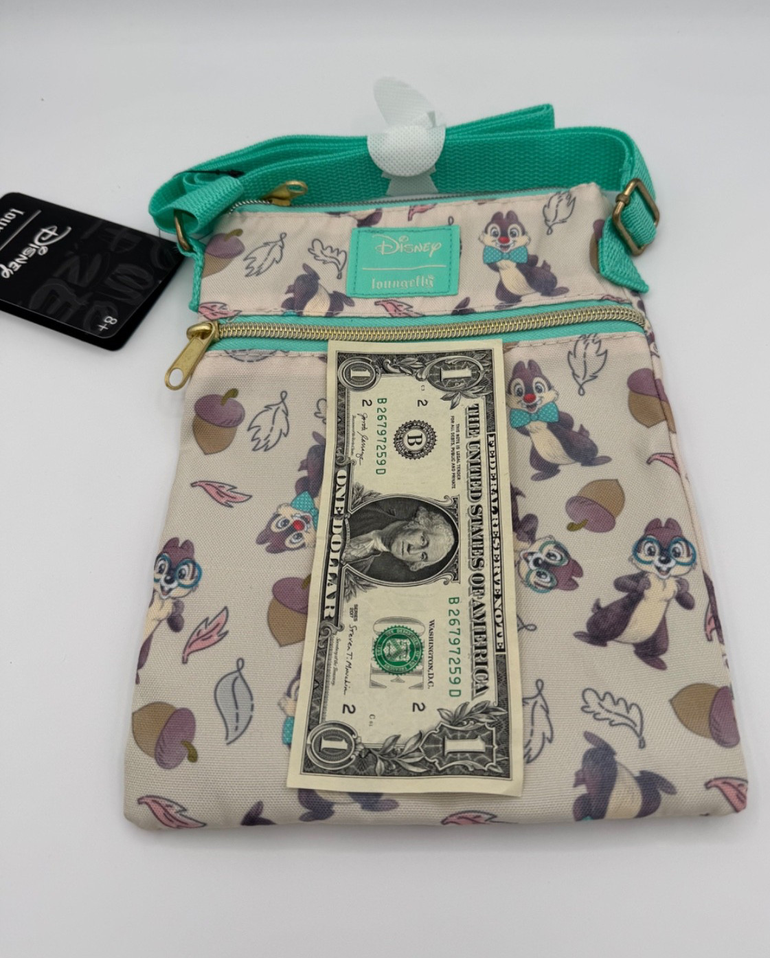 Loungefly Disney Chip ‘N’ Dale Acorn Juniors’ Passport Crossbody Bag NEW