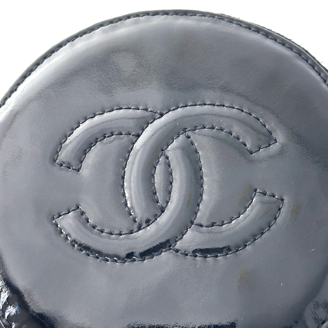 CHANEL Accessory Case Jewelry Case Pouch Patent Leather Black Authentic