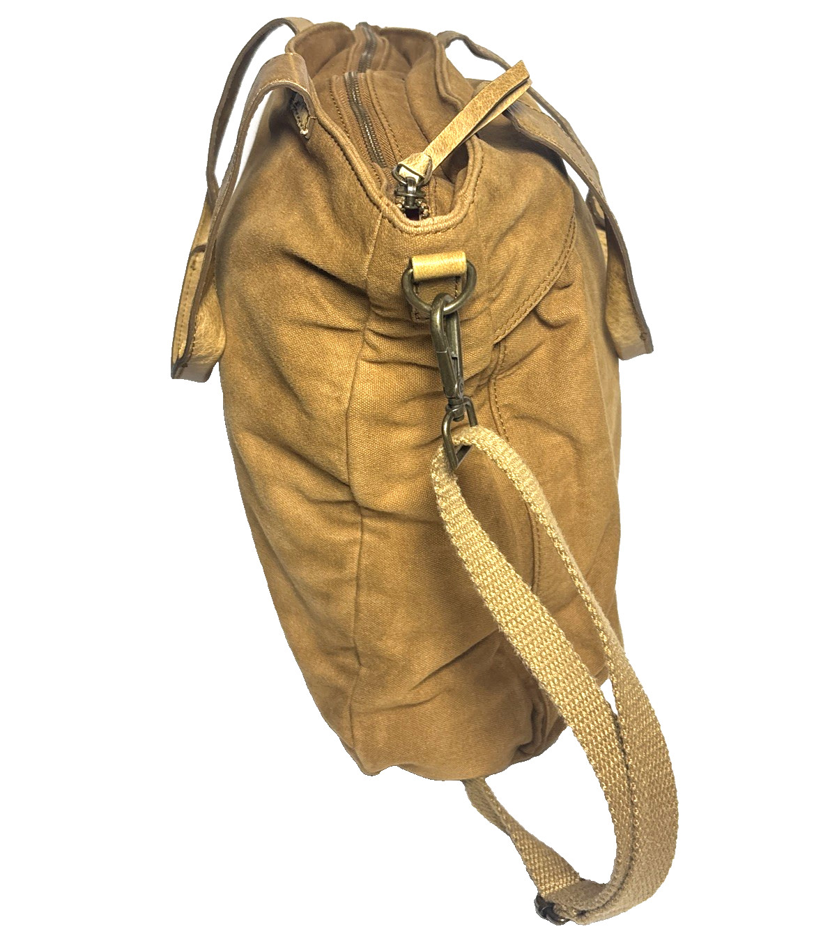 Free People We The Free Brown Tote Laptop Bag Womens Zip Top Canvas Leather