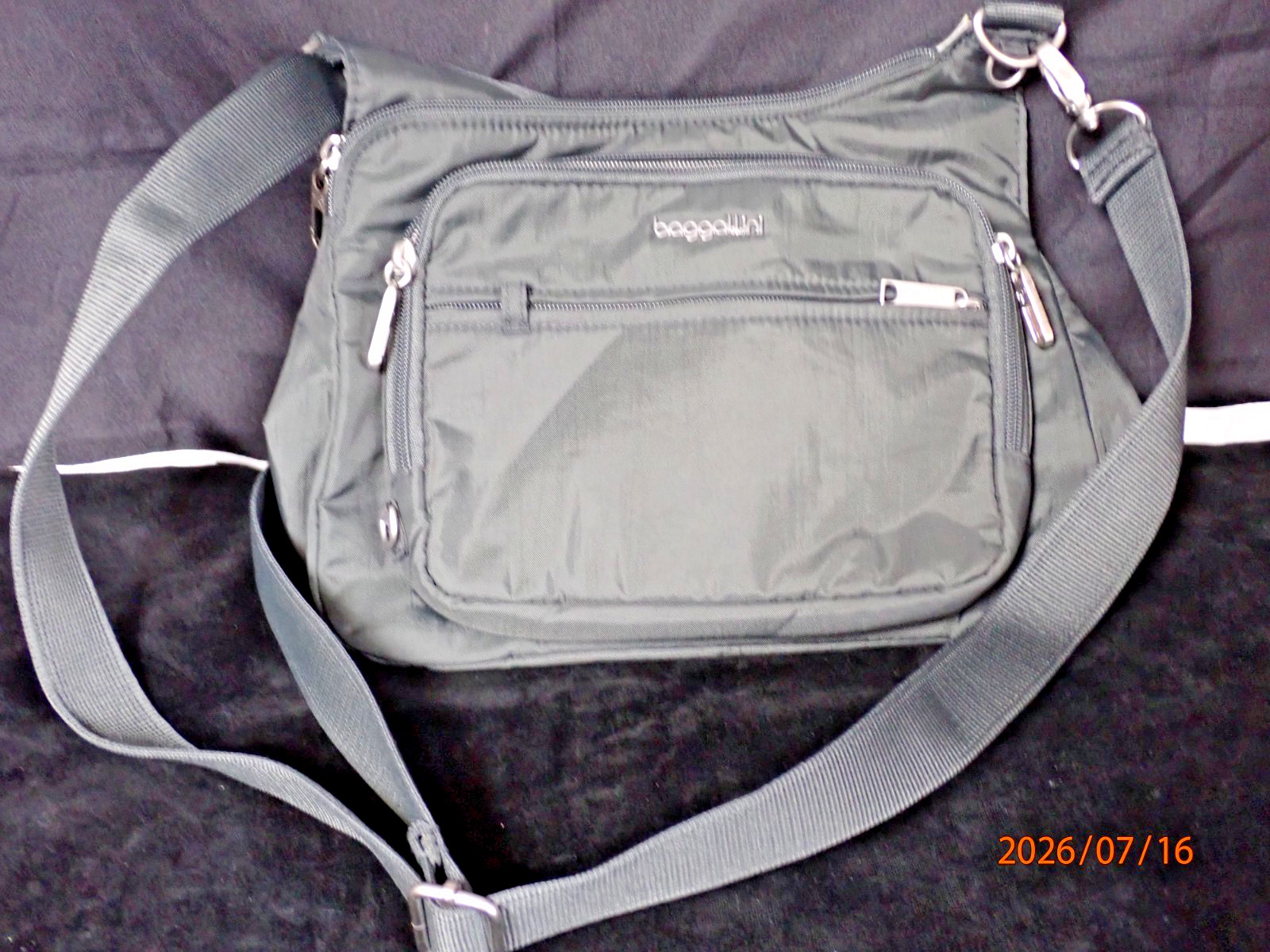 BAGGALLINI CROSSBODY TRAVEL BOG, NYLON BAG WITH STRAP BLACK RFID, SECURITY STP