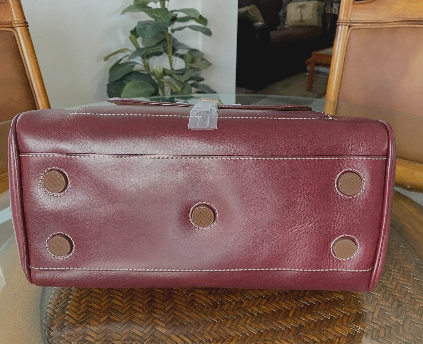 Dooney & Bourke Toscana ~Bordeaux~ L Florentine Leather Front Pocket Satchel Bag