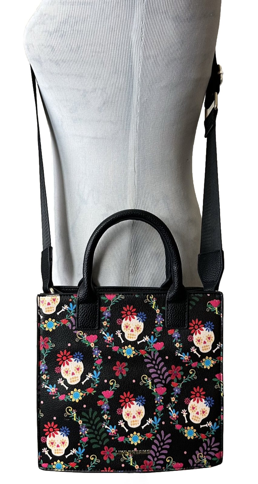 Like Dreams Sugar Skull Handbag Day of the Dead Gothic Two Way Wear Purse New