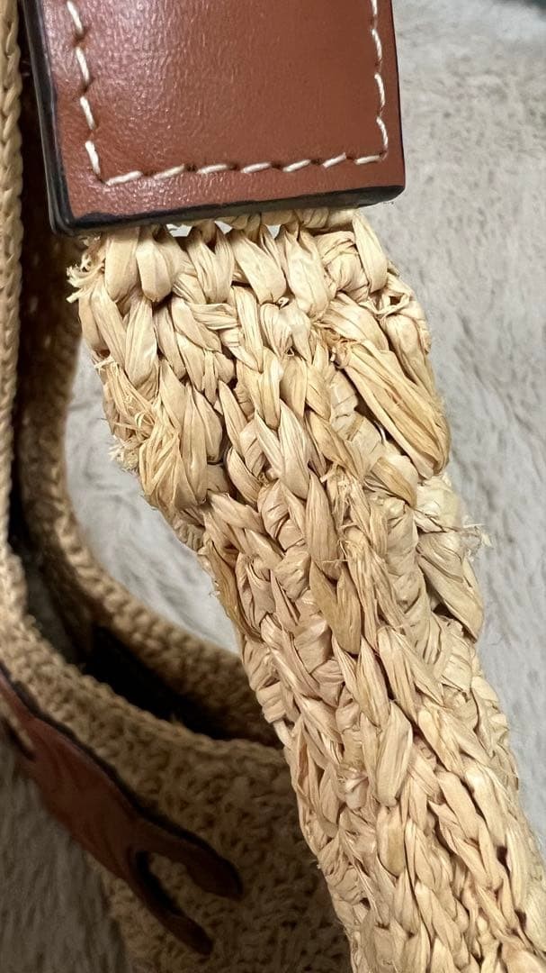 Celine Classic Panier Hobo Bag Woven Straw Basket Shoulder Bag With Leather Trim