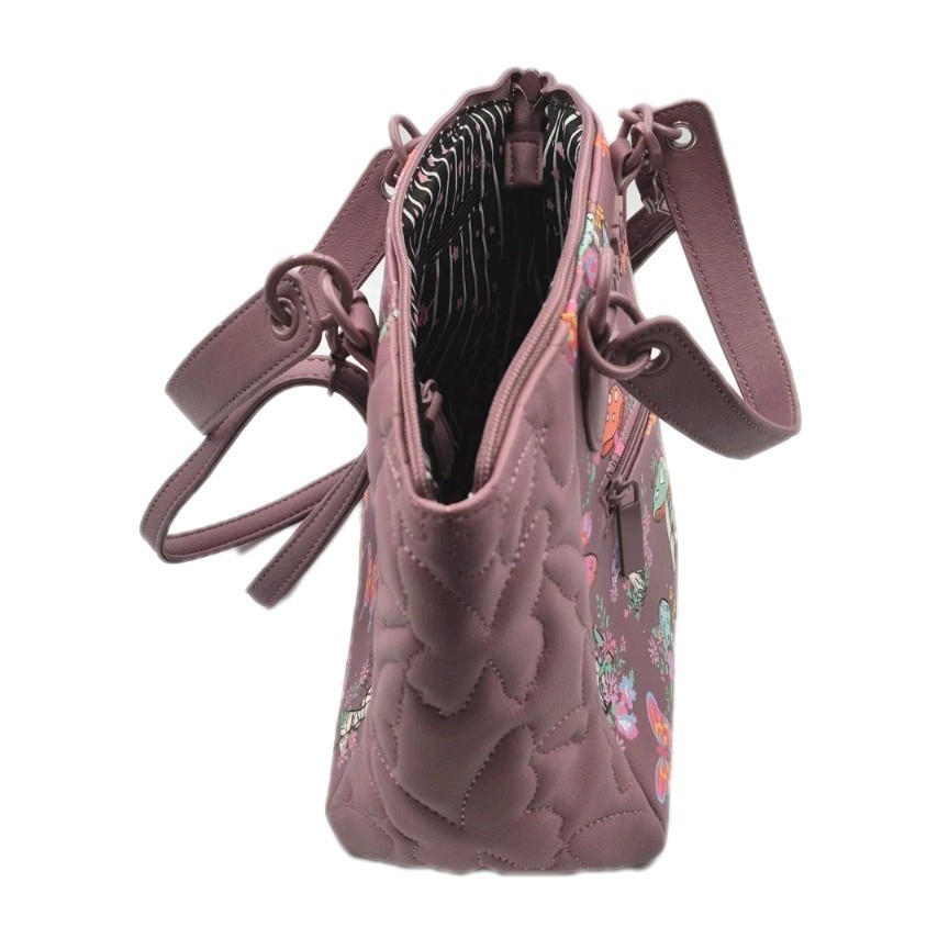 LUV BETSEY JOHNSON PURPLE PURSE Butterflies Mushrooms 10x9x4 NEW & TAG