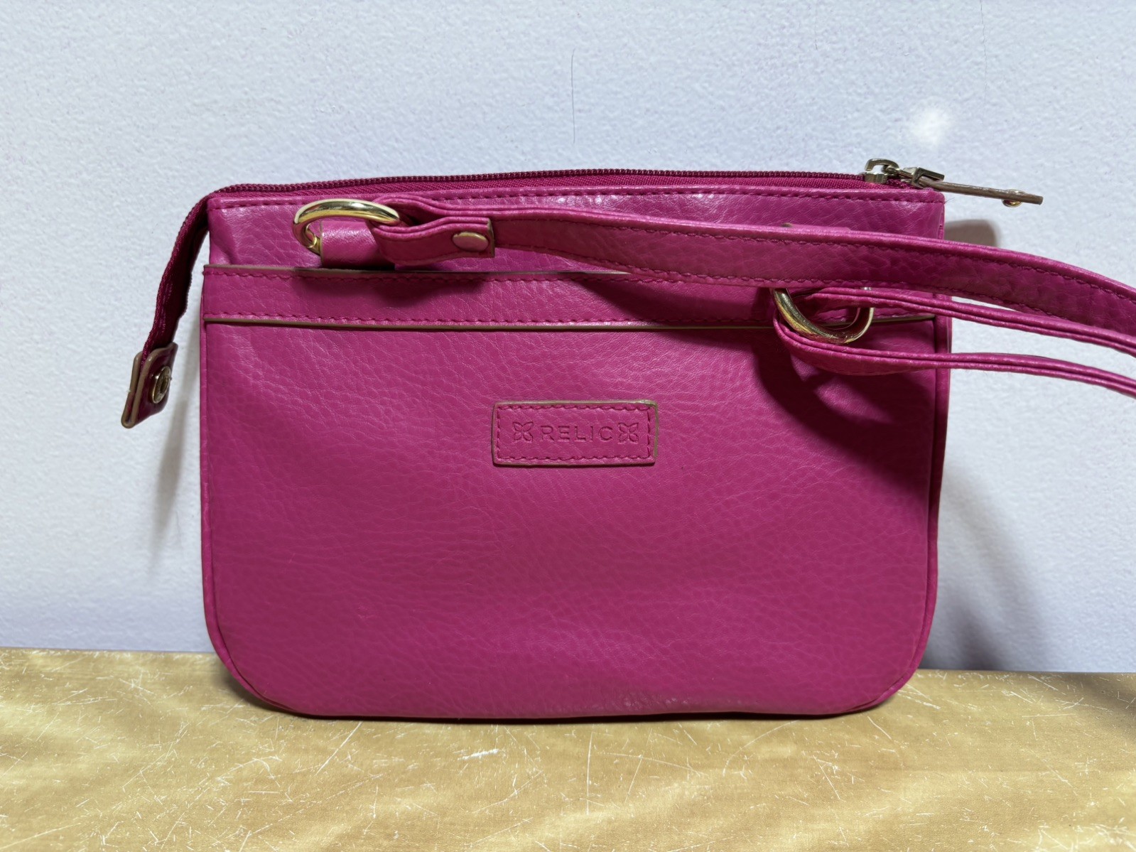 Relic Pink Zip Close Crossbody Purse with Pockets and Card Slots 6x9x1″