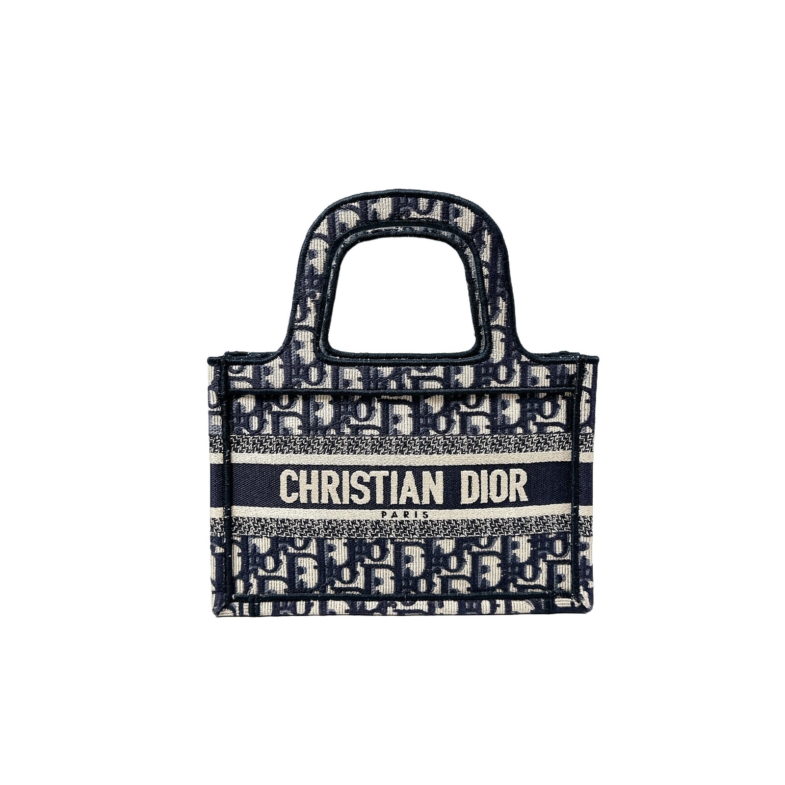 DIOR Book Tote Mini 22.5x15cm Fabric Printed Bag Year Unknown