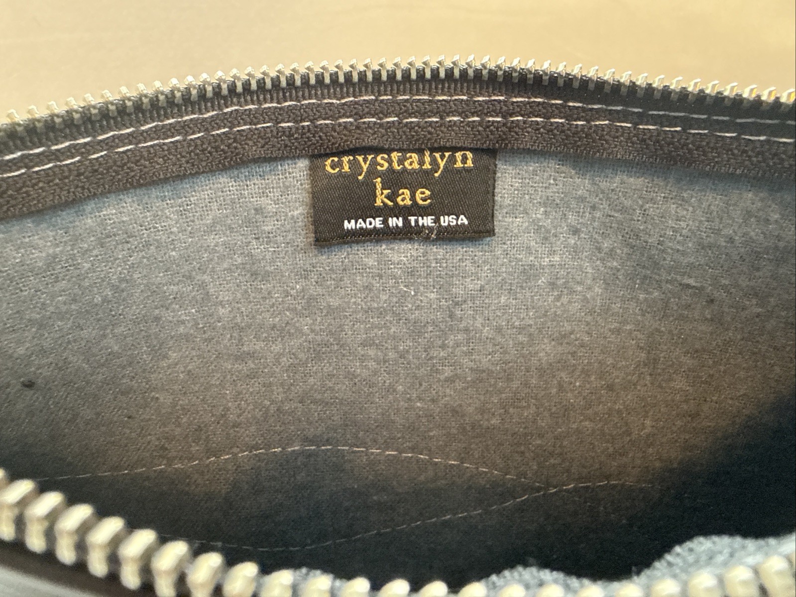 Crystalyn Kae Vegan Leather Top Stitch Clutch Purse 10” X 5” Made In USA