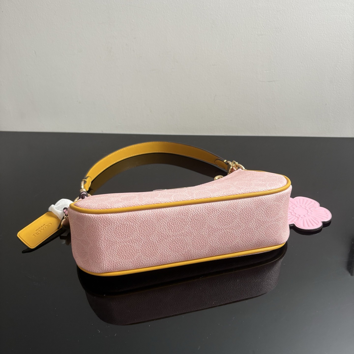 Coach Outlet CEA20 Teri Shoulder Bag Signature Canvas Charms Gold Powder Pink