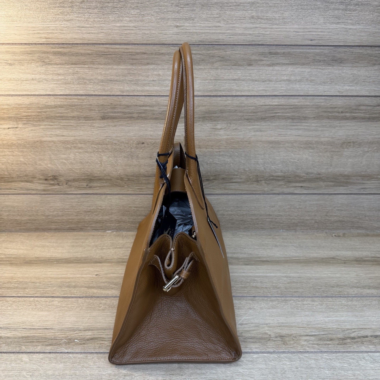CLAUDIA FIRENZE Italian Genuine Pebbled Leather Camel Brown Satchel Shoulder Bag