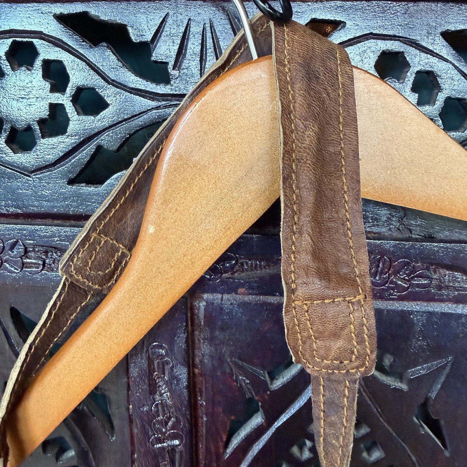 Handmade Leather Crossbody Bag Boho Whipstitch Toggle Small Rustic Earthy Brown