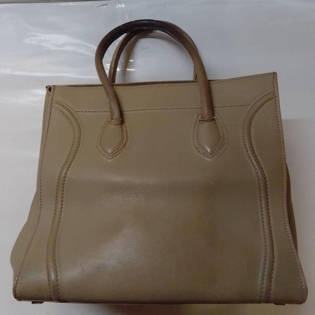 CELINE Luggage Phantom Tote Bag Beige Leather Handbag Women Used From Japan