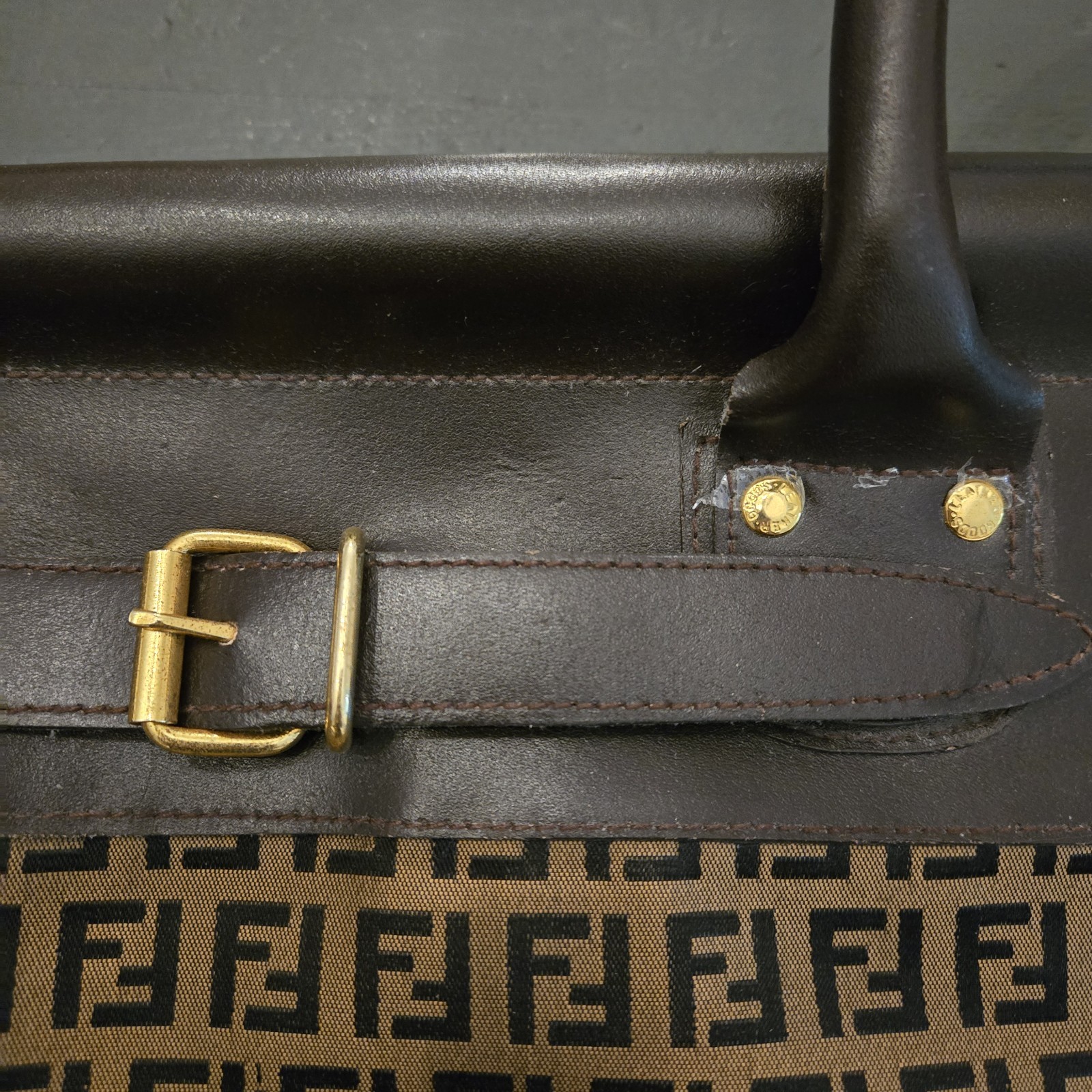 Vintage FENDI Zucca Pattern Travel Bag Large Brown 70s/80s