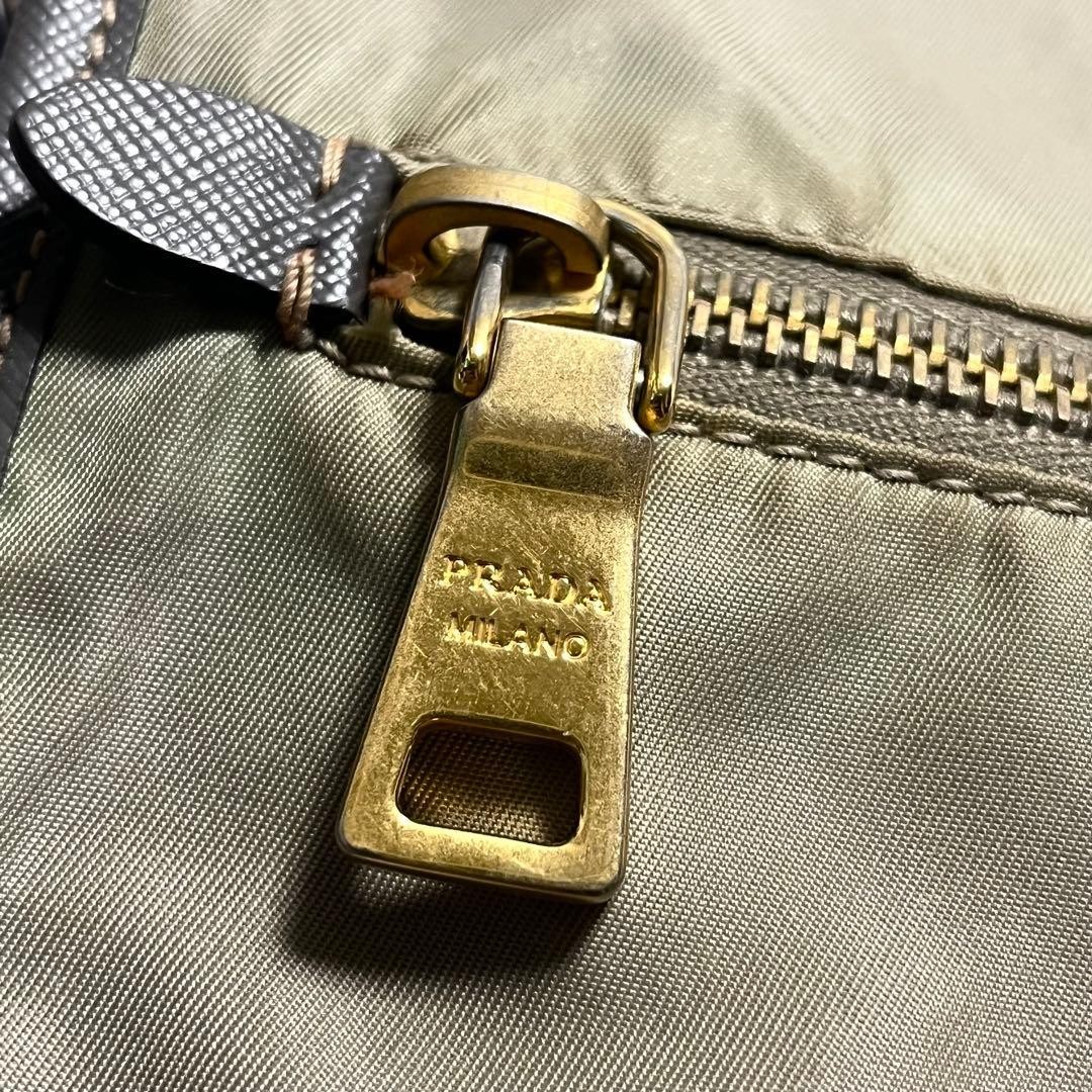 Auth PRADA Nylon Shoulder Messenger Bag Buckle Khaki Zipper Flap Logo Women’s