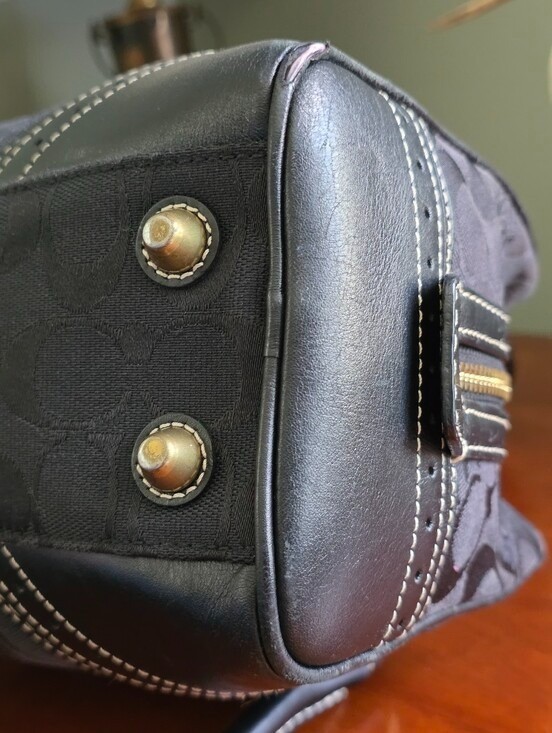 Coach 10532 Hamptons Signature Satchel Black Jacquard Leather Bag Y2K