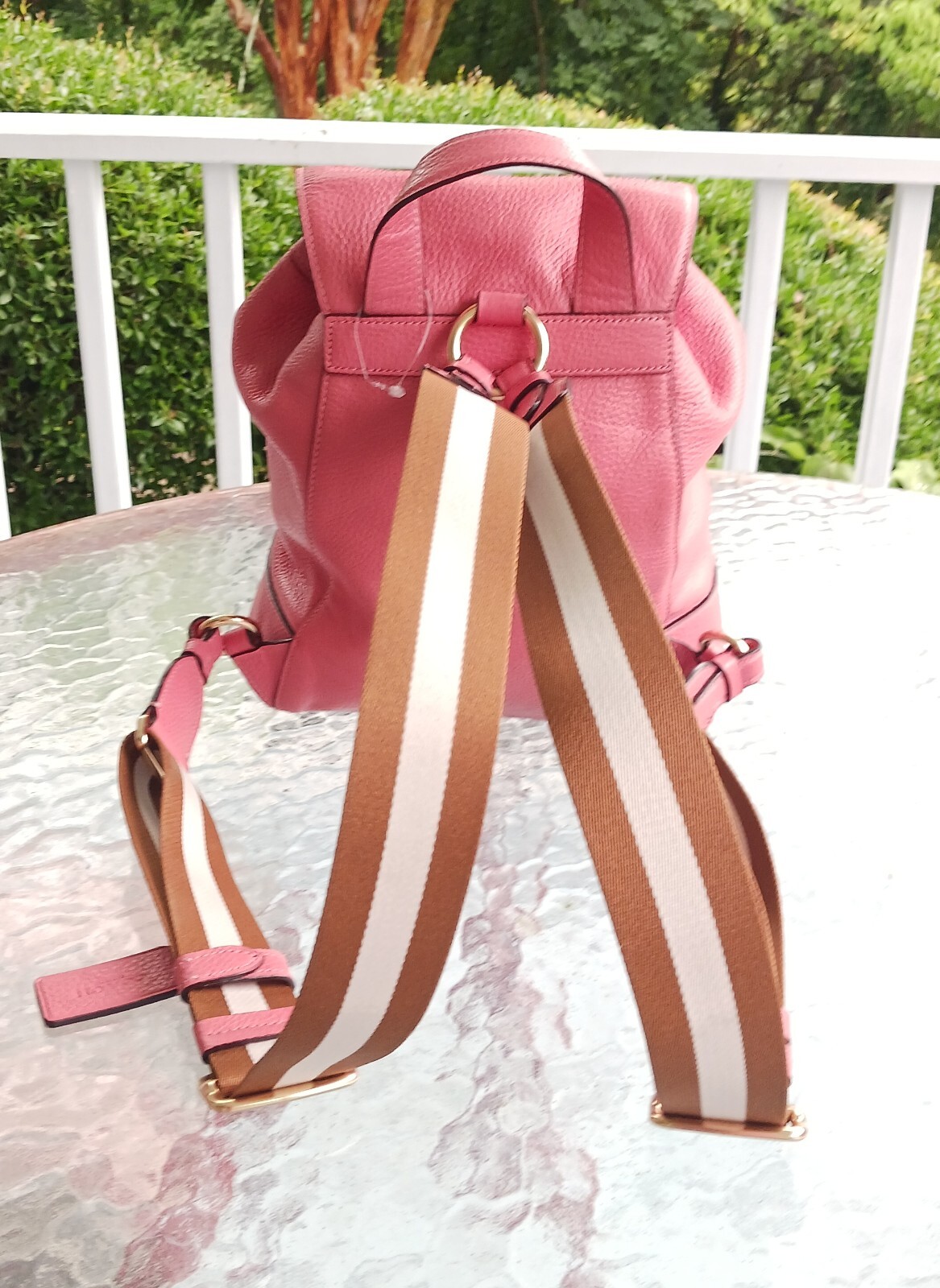 Coach 90399 Jes Horse & Carriage Logo Embossed Bright Coral Pink Backpack