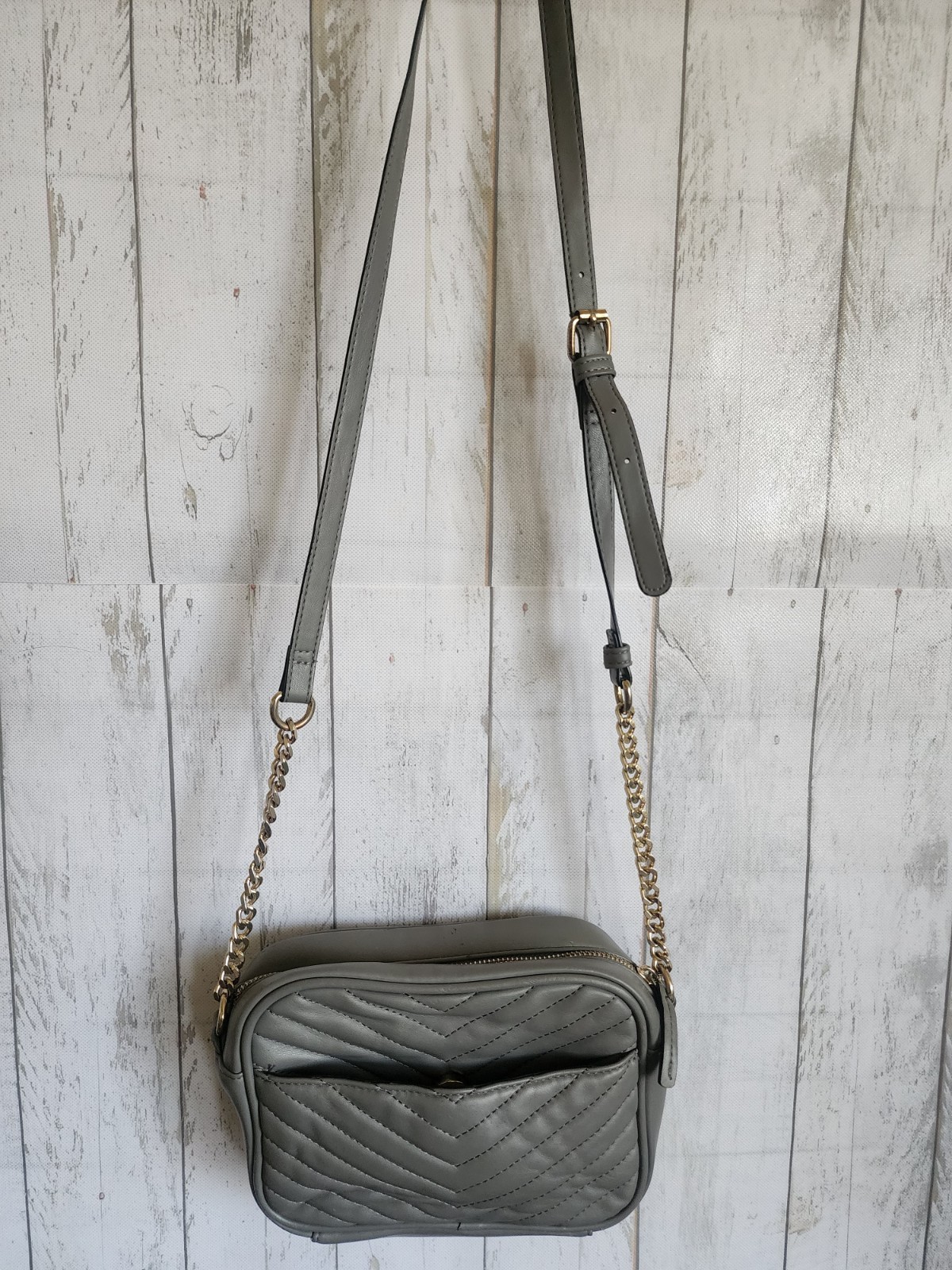 Kate & Alex Couture Italian Design Gray Quilted Crossbody