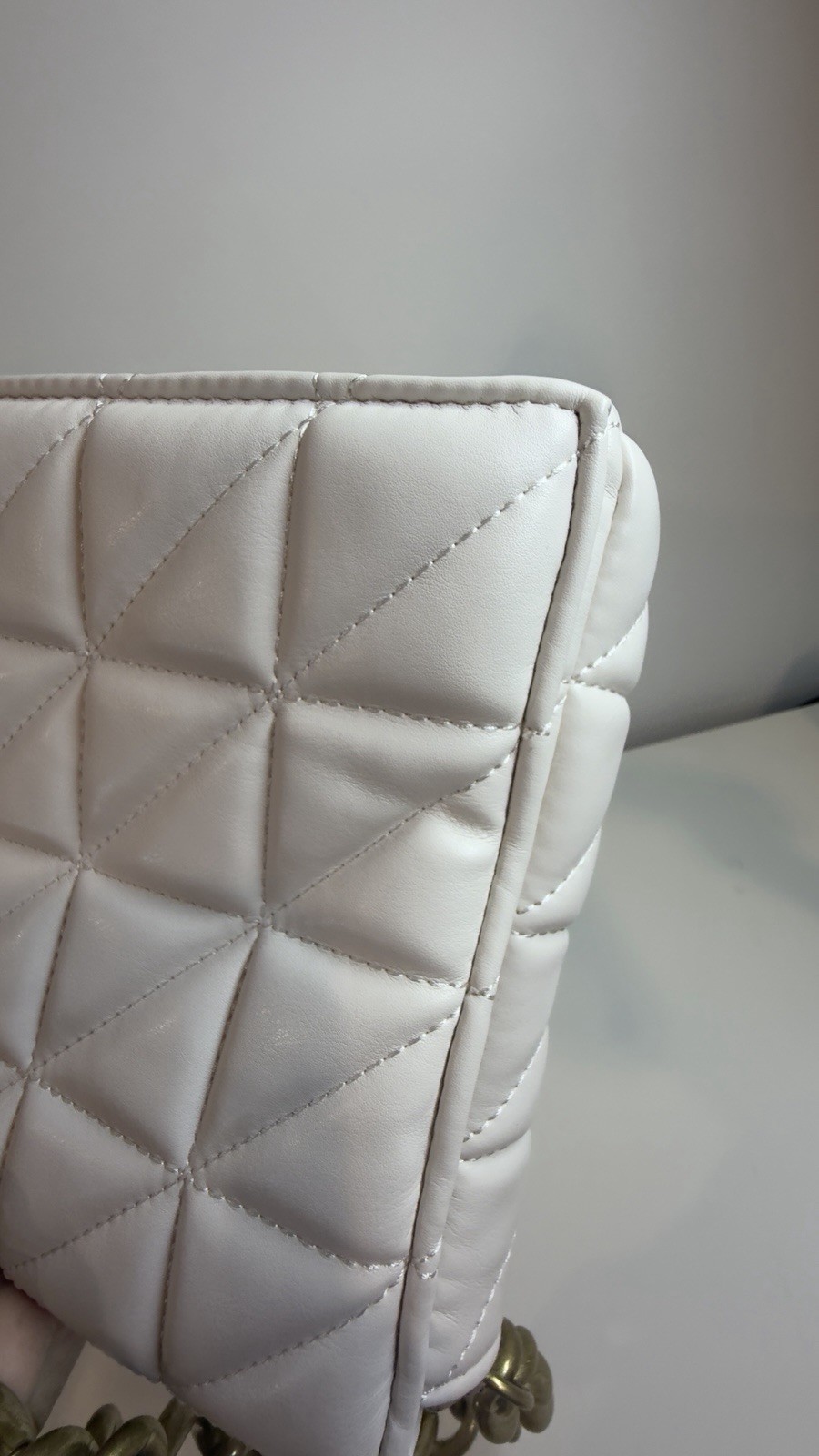 Zara Off White Quilted Chain Shoulder Bag NWT Gold Chain Large