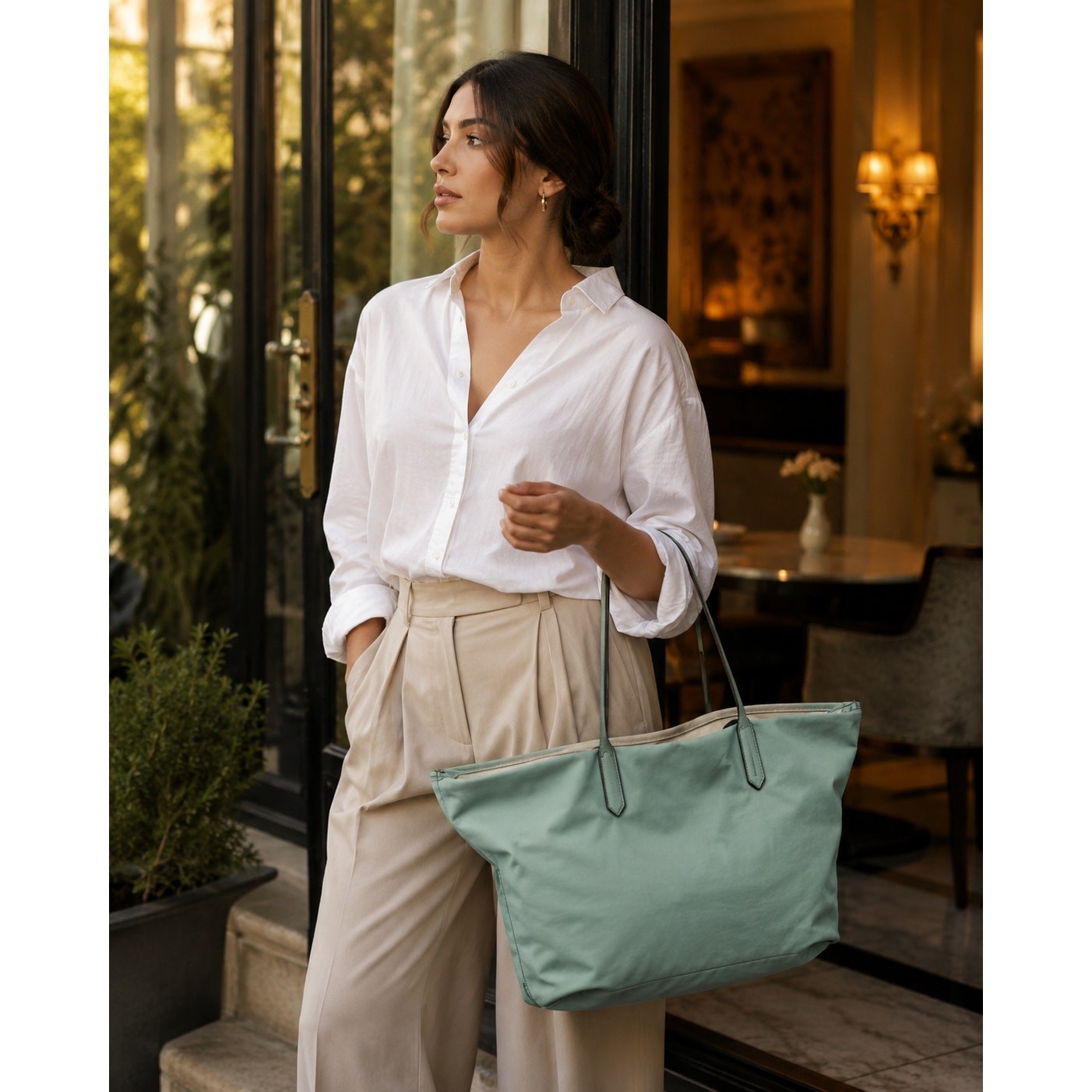 Kate Spade Kitt KSNYL Aventurine Recycled Nylon Medium Tote