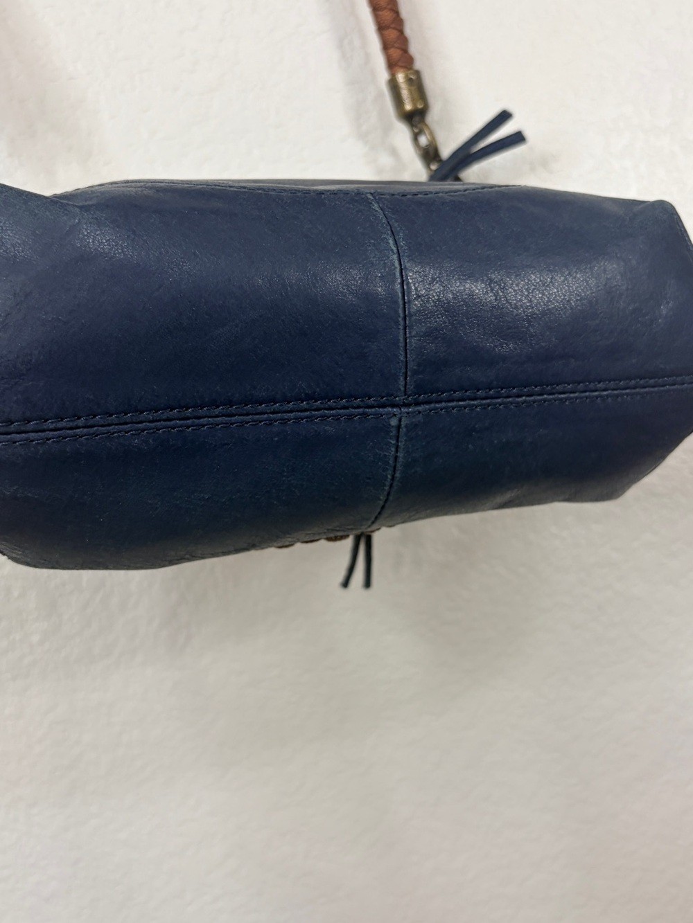The SAK Indio Indigo Leather Navy Hobo Shoulder Bag with Braided Handle