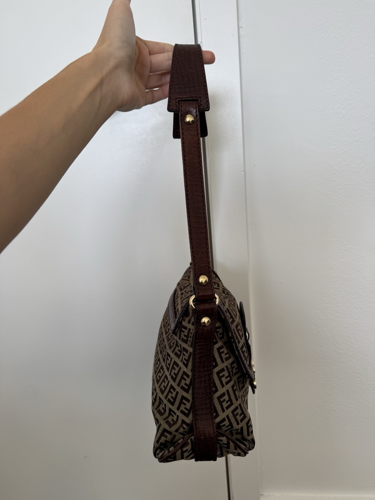 Vintage Fendi Zucchino Canvas Mamma Baguette shoulder bag