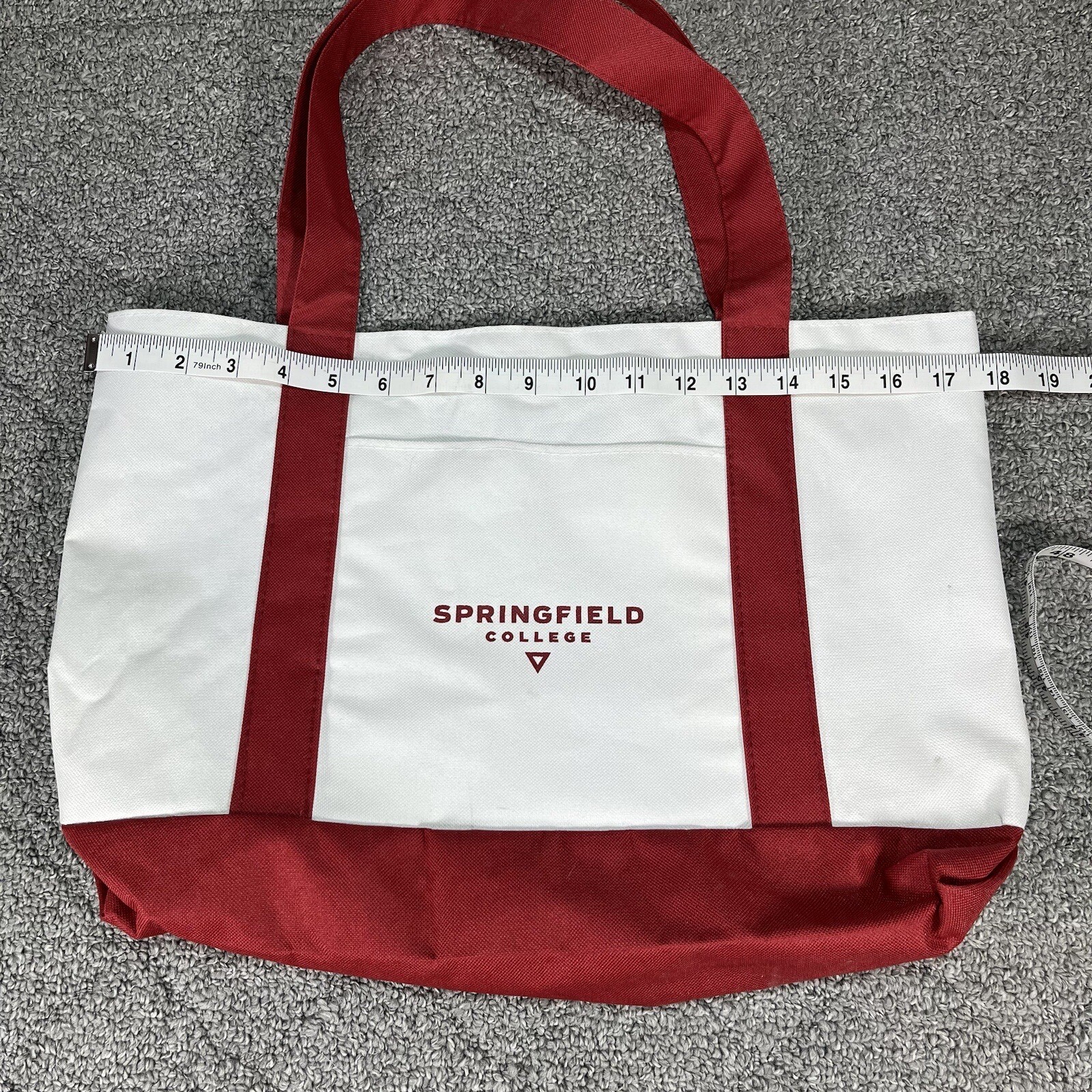 Springfield College Canvas Tote Bag Medium White Red Beach School