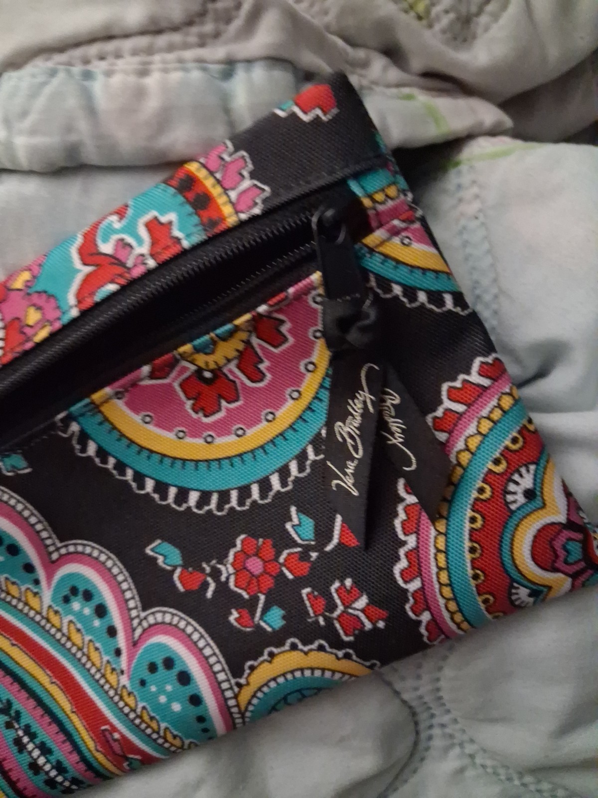 Vera Bradley Pencil & Brush Bag Makeup 10×5 PVC Lined Nylon Outer Shell Cute