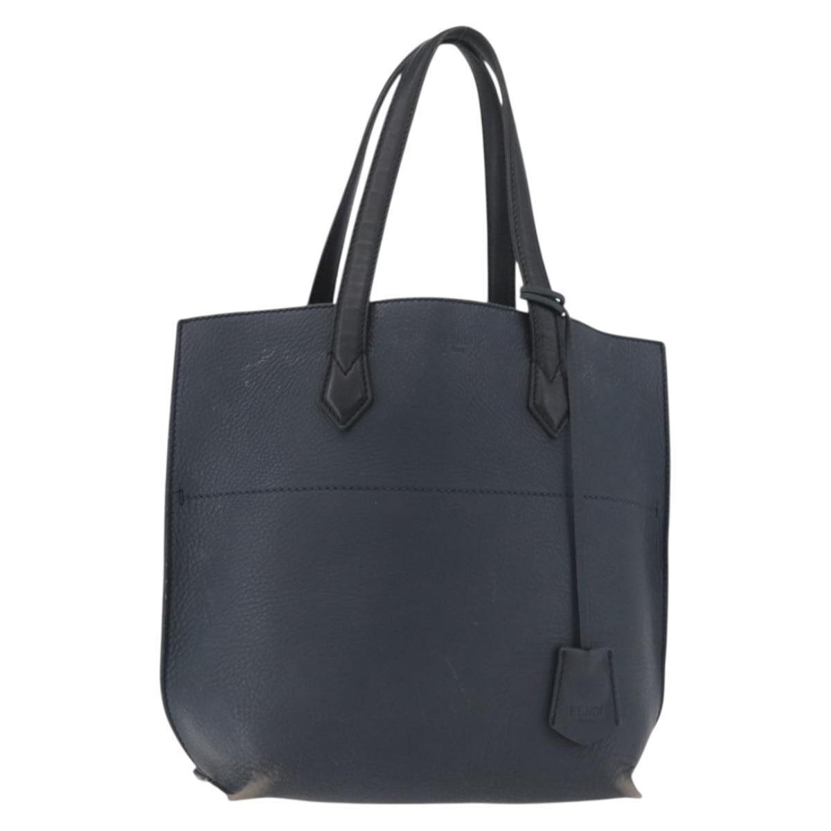 FENDI All In Shopping Tote Bag Leather Navy Auth 141928