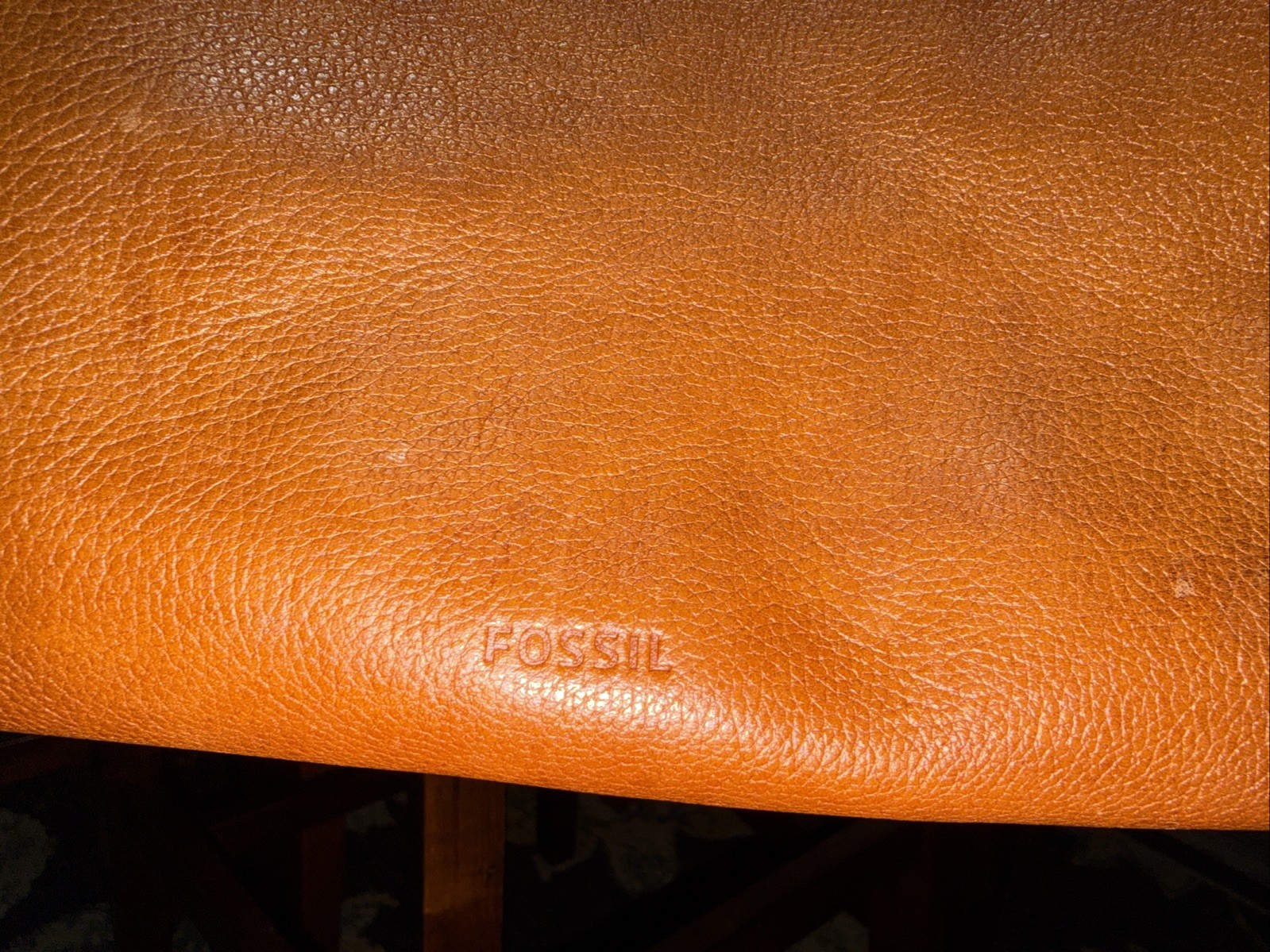 Fossil Tara Leather Shopper Tote Handbag Cognac 12x11x6” (R)