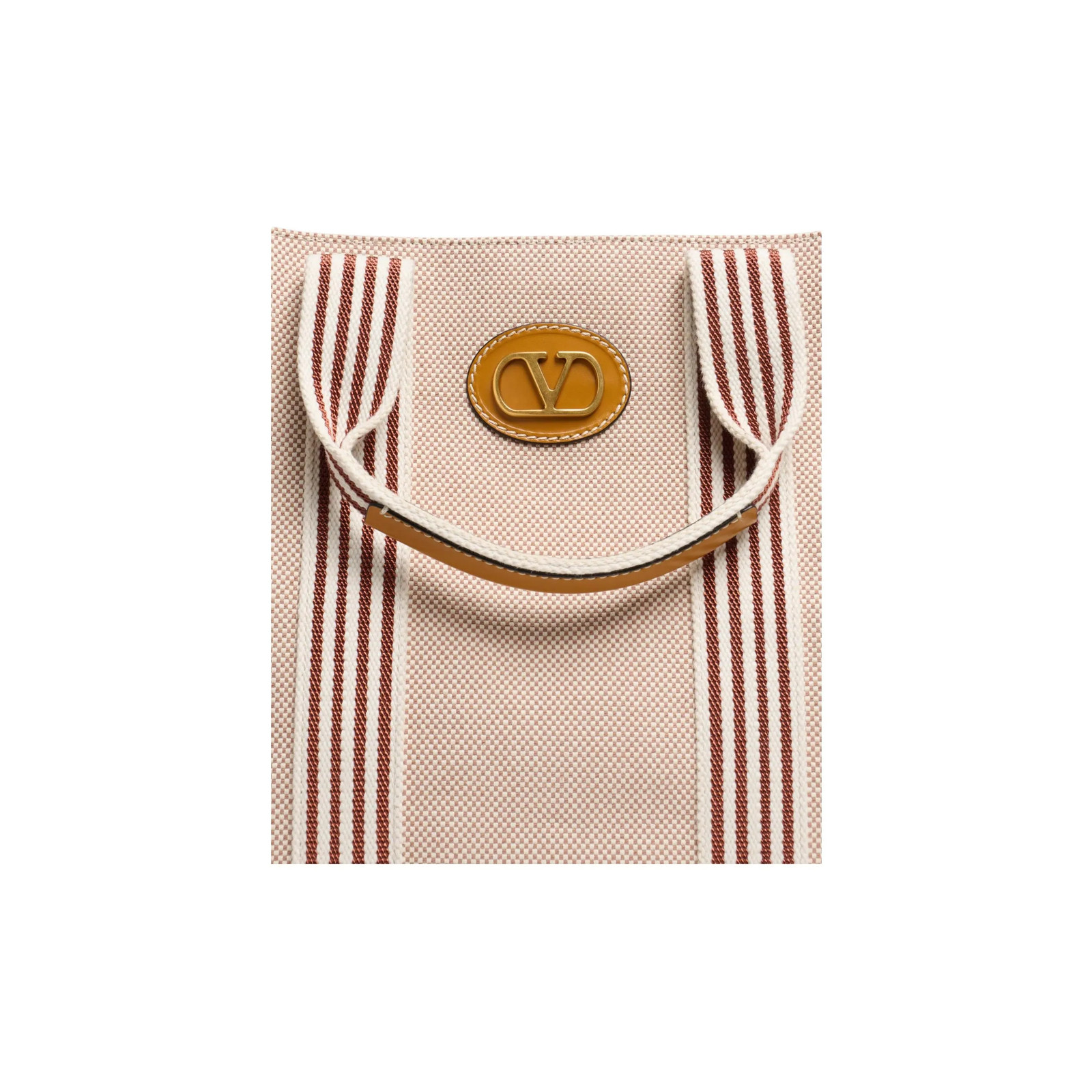 Valentino GARAVANI Gold Hardware Canvas Handbag for Women Beige 16.1*7.9*12.9 in
