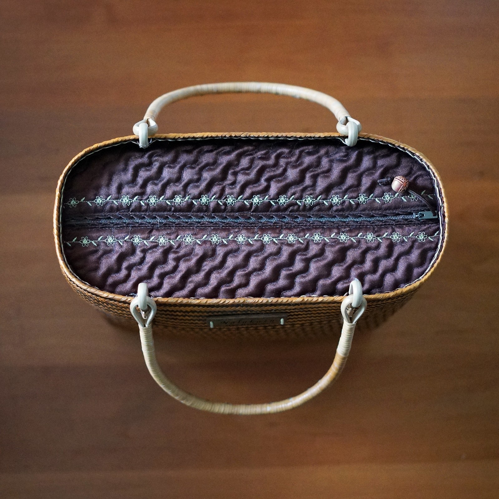 Thai Bamboo Woven Handbag Artisan Straw Basket Purse Traditional Luxury Bag