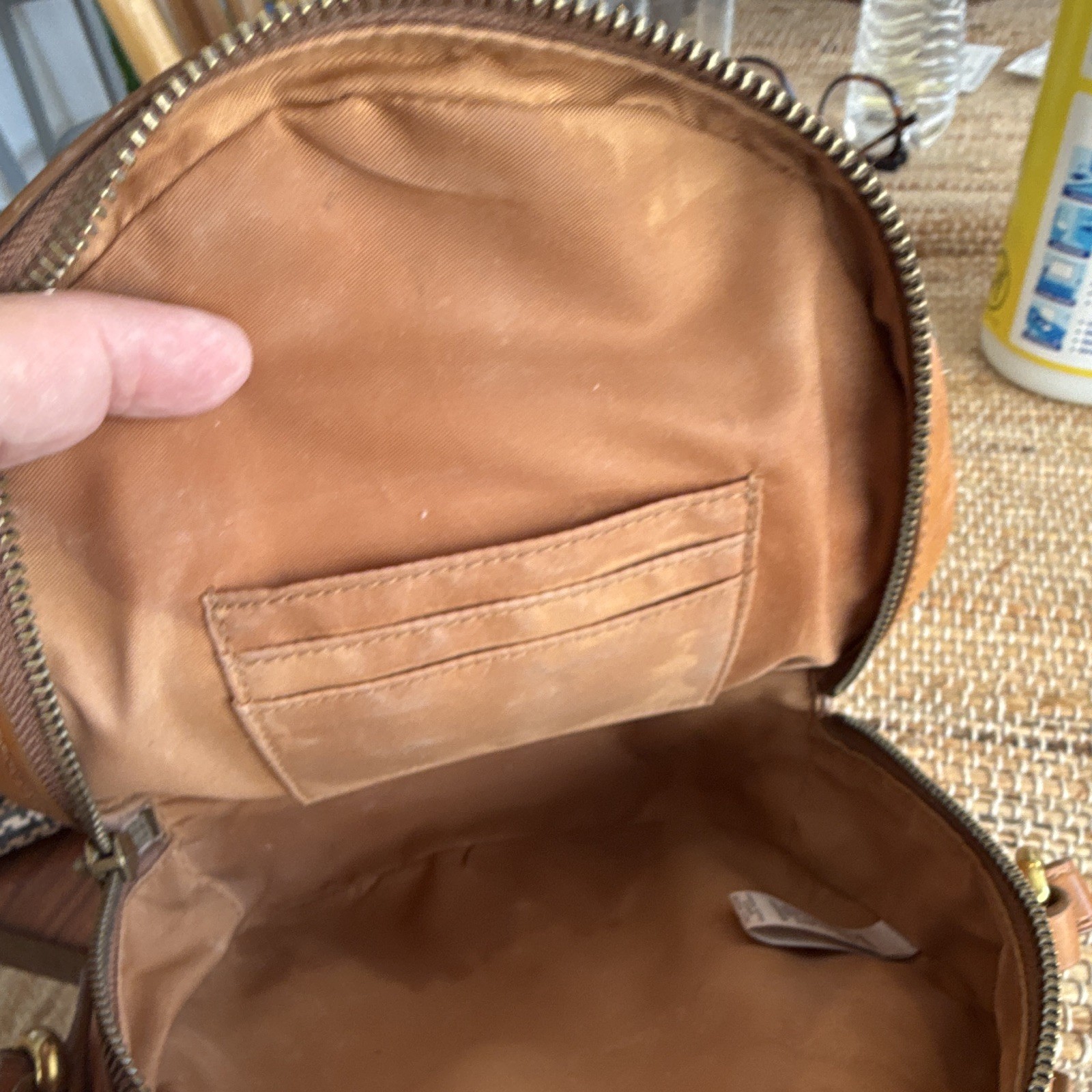 Fossil Round Woven Crossbody Bag & Wallet Brown/Black/White Zip Detach