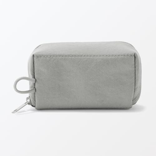 Muji Wrinkle nylon wide opening pouch S gray small makeup items organize JP FS