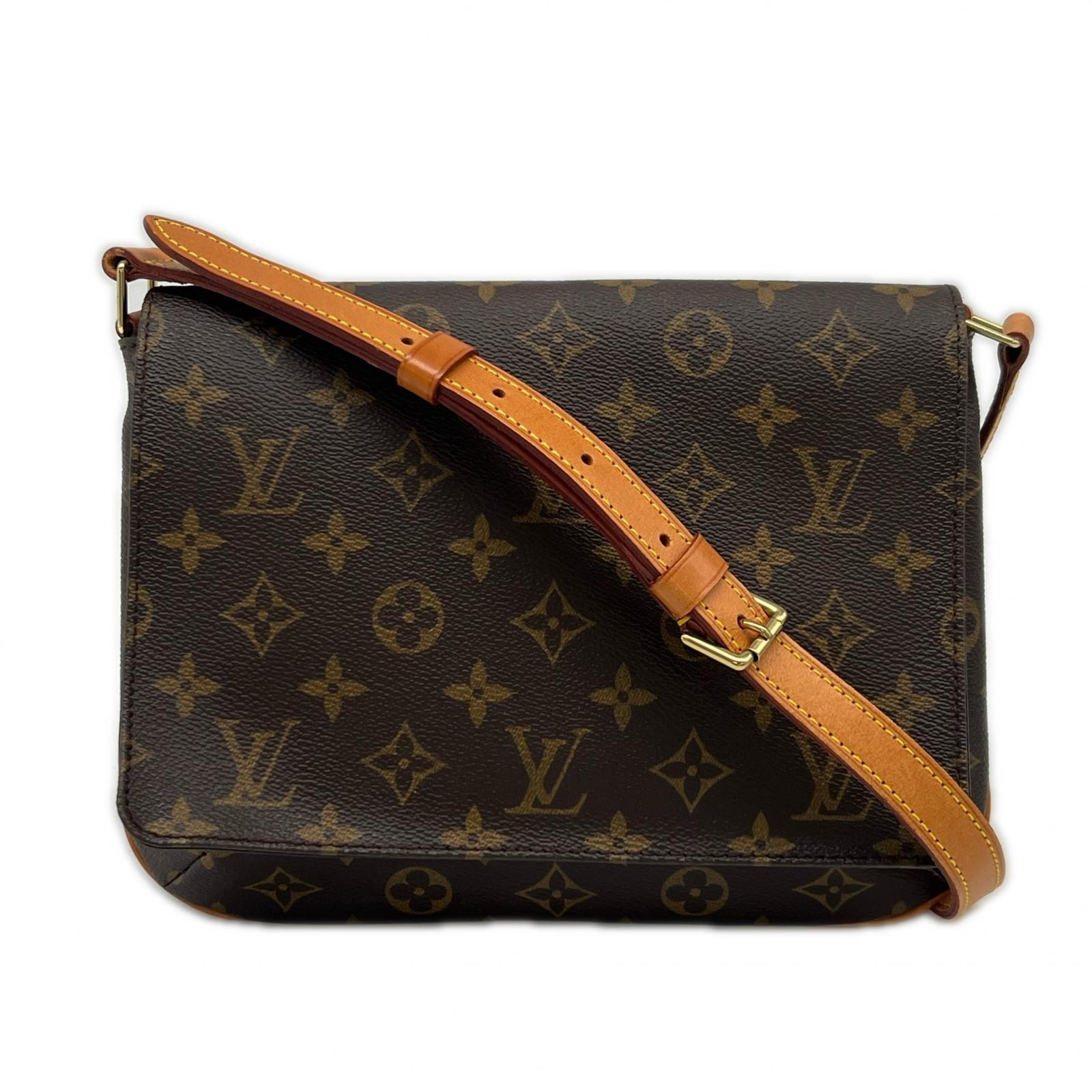 Louis Vuitton Monogram Musette Tango M51388 Shoulder Bag Brown Coated Canvas r0_