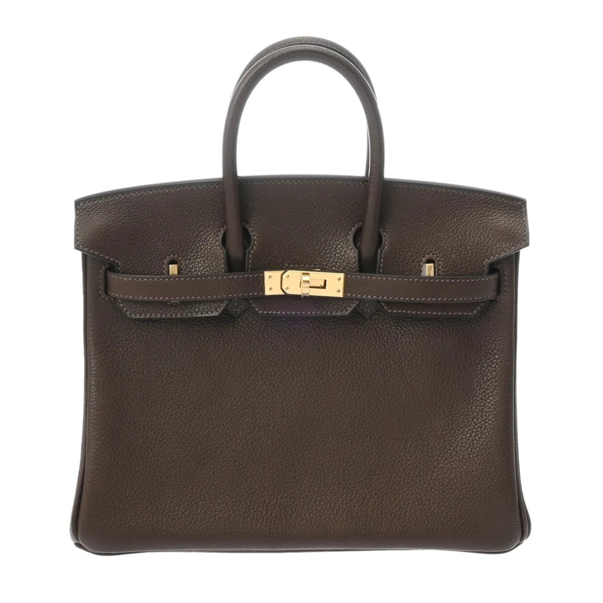 Hermes Birkin 25 Handbag Barenia Leather Gold #WB5543