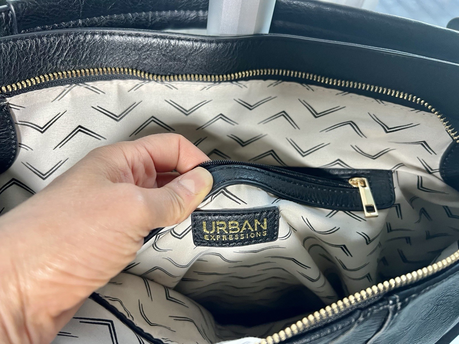 Urban Expressions Black Woven Faux Leather Shoulder Bag