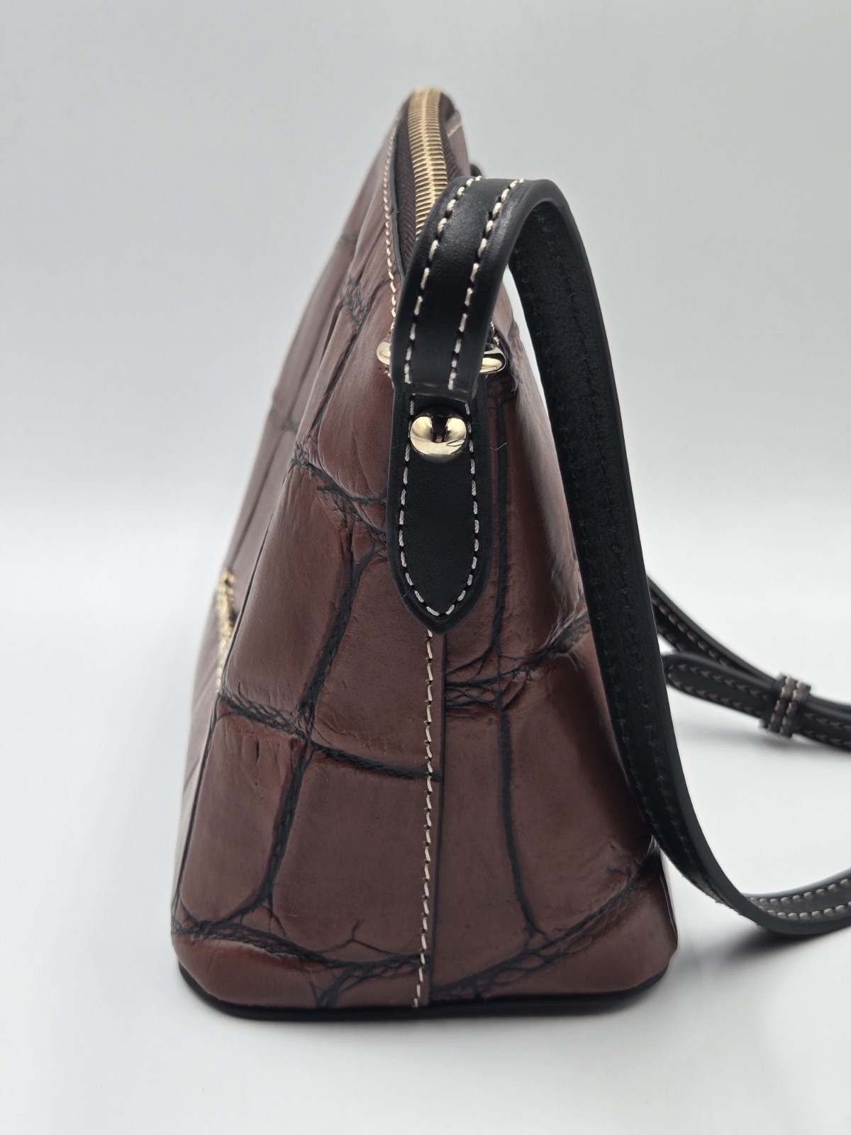 Dooney Bourke Oakdale Crocodile Embossed Brenna Bag Set Of 3 Brown NWOT
