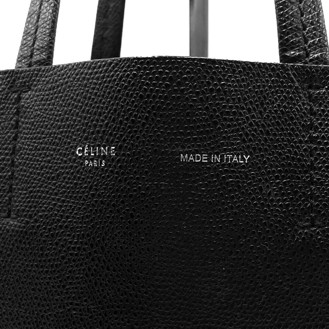 CELINE Vertical Cabas Small Black Leather 2Way Hand Shoulder Bag Dust Bag Auth