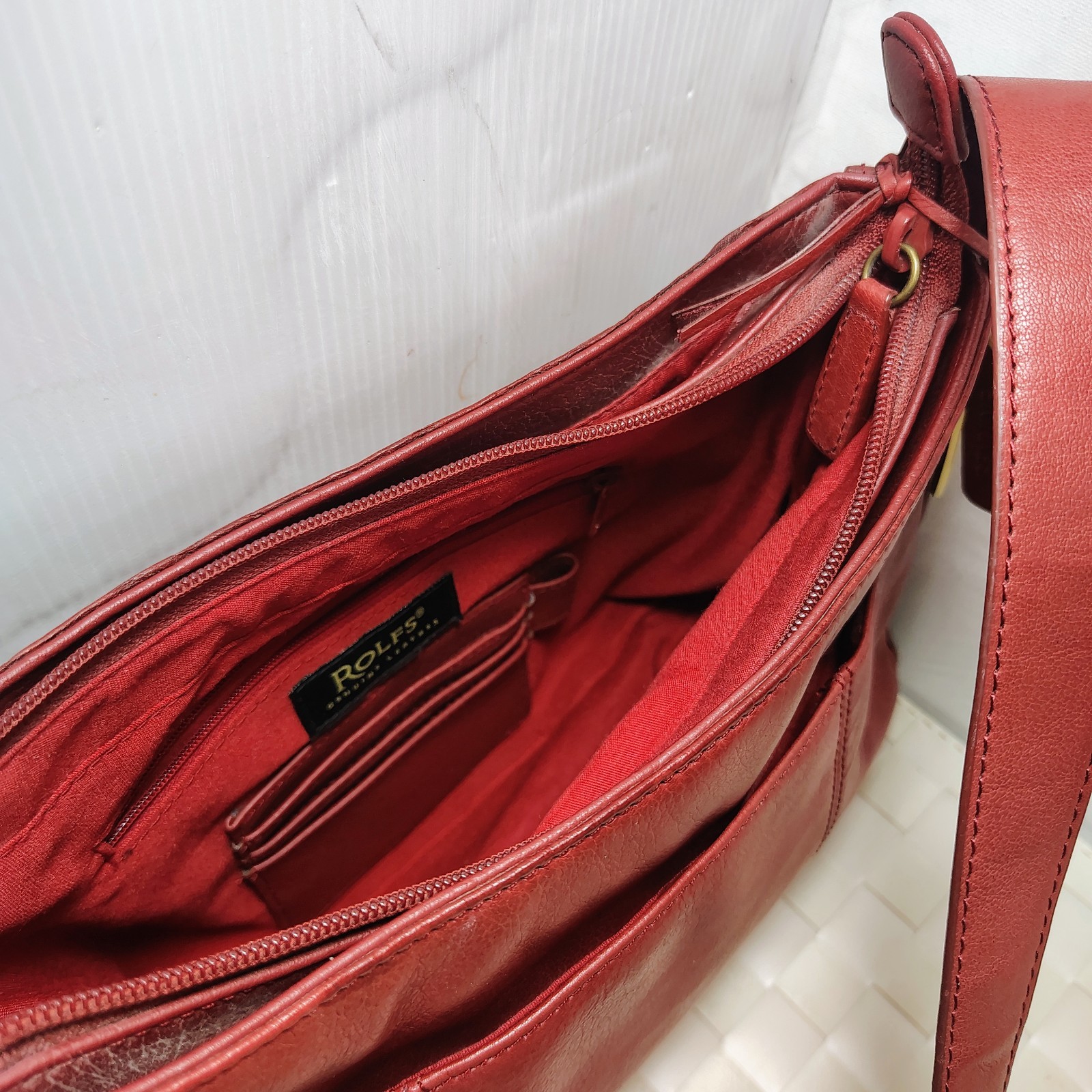 Rolf’s Red Genuine Soft Leather Shoulder Purse. Vintage